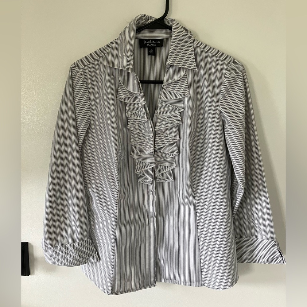 Striped Ruffle Blouse, Women’s S, EUC